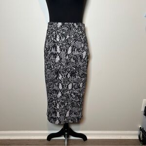 APT. 9 Snake Print Pencil Skirt | Black White Midi Skirt | Stretch Office Chic